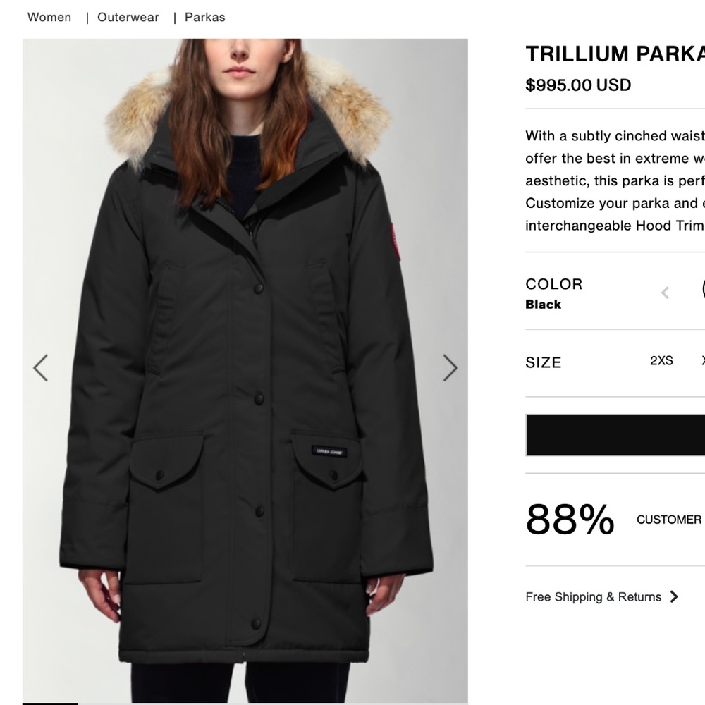 Women's Trillium Parka in Black (size xs)
